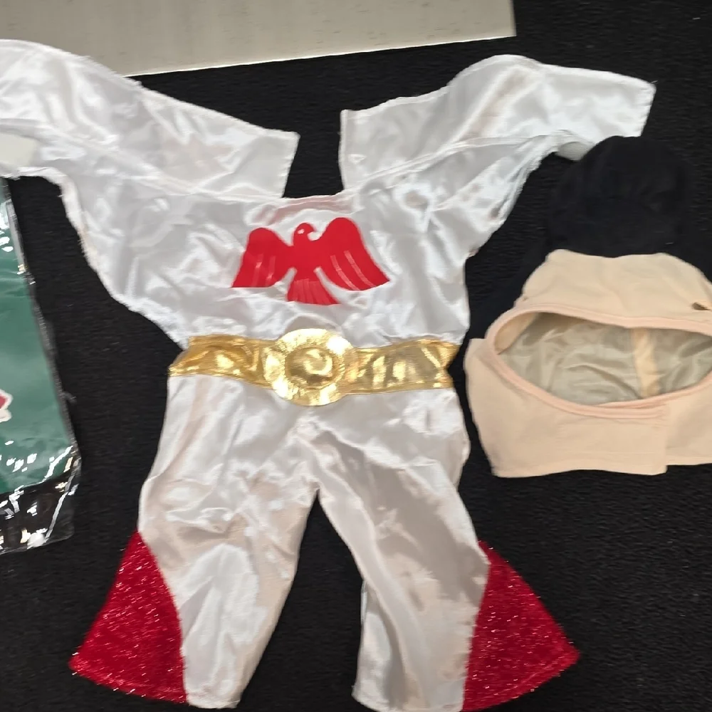 Elvis Dog Costume - White, Red, and Gold